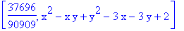 [37696/90909, x^2-x*y+y^2-3*x-3*y+2]